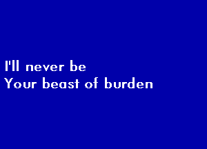 I'll never be

Your beast of burden