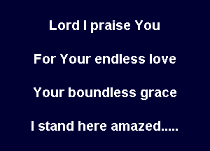 Lord I praise You

For Your endless love

Your boundless grace

I stand here amazed .....