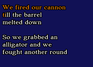 We fired our cannon
till the barrel
melted down

So we grabbed an
alligator and we
fought another round