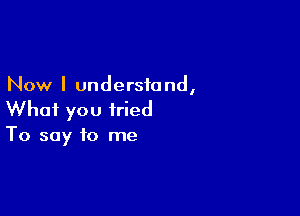 Now I understand,

What you tried
To say to me