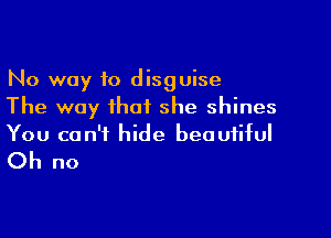 No way to disguise
The way that she shines

You can't hide beautiful

Oh no