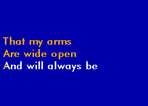 That my a rms

Are wide open
And will always be