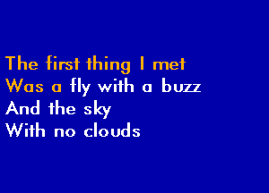 The first thing I met
Was a fly with a buzz

And the sky
With no clouds