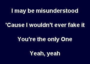 I may be misunderstood

'Cause I wouldn't ever fake it
You're the only One

Yeah, yeah