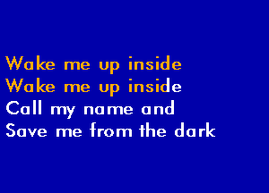 Wake me up inside
Wake me up inside

Call my name and
Save me from the dark