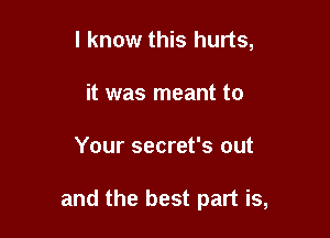 I know this hurts,
it was meant to

Your secret's out

and the best part is,