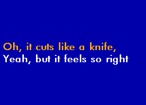 Oh, it cuts like a knife,

Yeah, bui it feels so right
