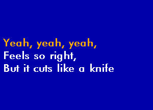 Yea h, yea h, yea h,

Feels so right,
But it cuts like a knife