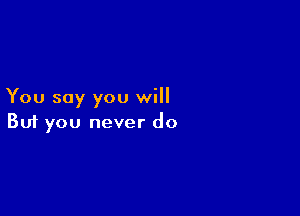 You say you will

Buf you never do