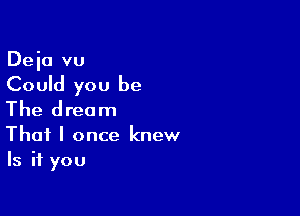 Deia vu
Could you be

The dream
That I once knew

Is it you