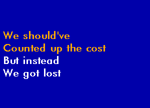 We should've
Counted up the cost

Buf instead
We got lost