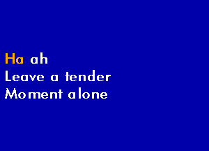 Ha ah

Leave a tender
Moment alone