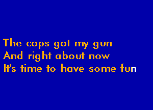 The cops got my gun

And right about now
It's time to have some fun