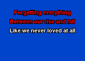 Forgetting everything
Between our rise and fall

Like we never loved at all