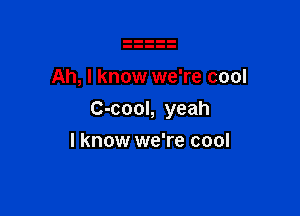 Ah, I know we're cool

C-cool, yeah

I know we're cool