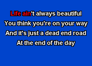 Life ain't always beautiful
You think you're on your way
And it's just a dead end road

At the end of the day