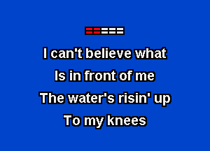 I can't believe what
Is in front of me

The water's risin' up

To my knees
