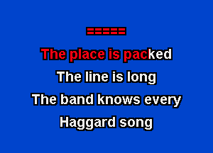 The place is packed
The line is long

The band knows every

Haggard song