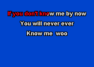 If you donT know me by now

You will never ever

Know me woo