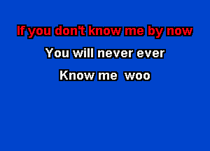 If you donT know me by now

You will never ever

Know me woo