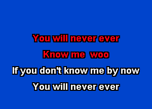 You will never ever

Know me woo

If you donT know me by now

You will never ever