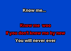 Know me...

Know me woo

If you donT know me by now

You will never ever