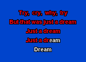 Try, CW, why, try
But that was just a dream

Just a dream
Just a dream
Dream