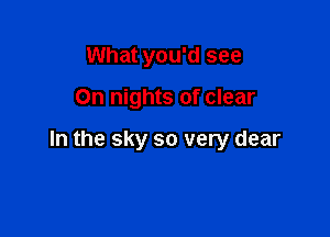 What you'd see

On nights of clear

In the sky so very dear
