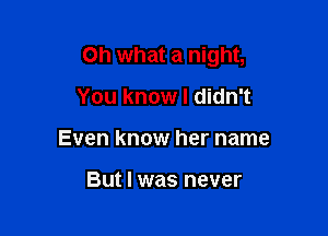 Oh what a night,

You know I didn't
Even know her name

But I was never