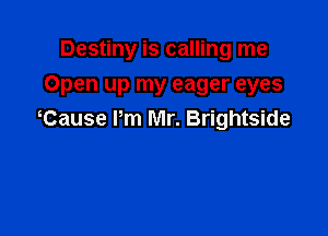 Destiny is calling me
Open up my eager eyes

Cause Pm Mr. Brightside