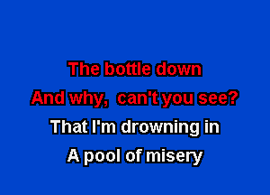 The bottle down
And why, can't you see?

That I'm drowning in

A pool of misery