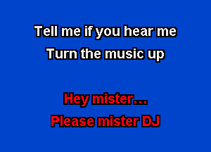 Tell me if you hear me

Turn the music up

Hey mister...
Please mister DJ