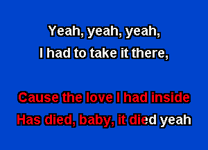 Yeah, yeah, yeah,
I had to take it there,

Cause the love I had inside
Has died, baby, it died yeah