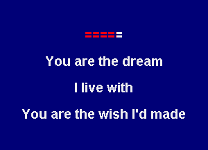 You are the dream

I live with

You are the wish I'd made