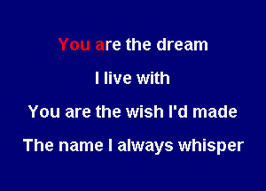 You are the dream
I live with

You are the wish I'd made

The name I always whisper