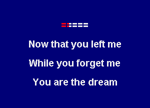 Now that you left me

While you forget me

You are the dream