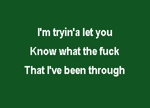 I'm tryin'a let you

Know what the fuck

That I've been through