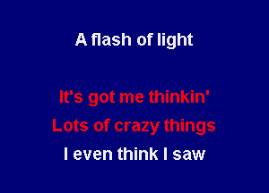 A flash of light

It's got me thinkin'

Lots of crazy things

I even think I saw