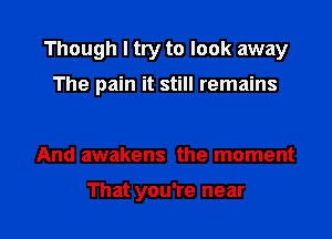 Though I try to look away

The pain it still remains

And awakens the moment

That you're near