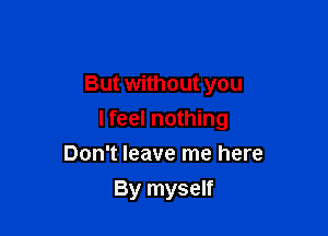 But without you

I feel nothing

Don't leave me here
By myself