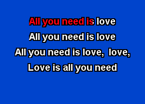 All you need is love
All you need is love
All you need is love, love,

Love is all you need