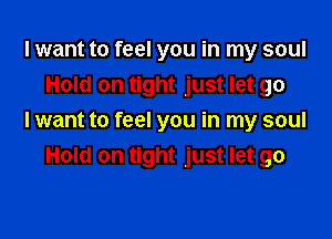 I want to feel you in my soul
Hold on tight just let go

I want to feel you in my soul
Hold on tight just let go