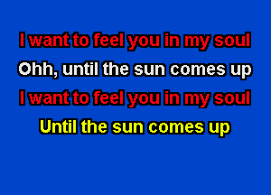 I want to feel you in my soul

Ohh, until the sun comes up

I want to feel you in my soul
Until the sun comes up