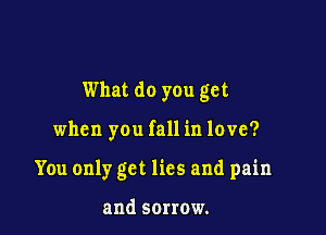 What do you get

when you fall in love?
You only get lies and pain

and sorrow.