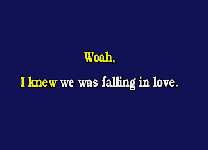 Woah.

I knew we was falling in love.