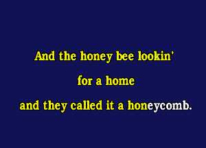 And the honey bee lookin'

for a home

and they called it a honeycomb.