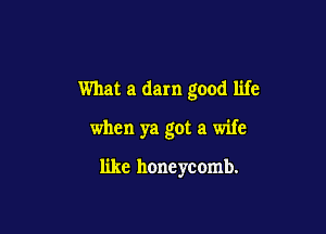 What a darn good life

when ya got a wife

like honeycomb.