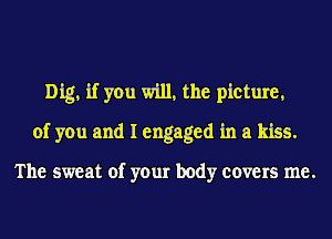 Dig, if you will, the picture,
of you and I engaged in a kiss.

The sweat of your body covers me.