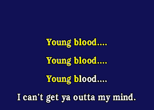 Young blood....

Young blood....

Young blood....

I can't get ya outta my mind.