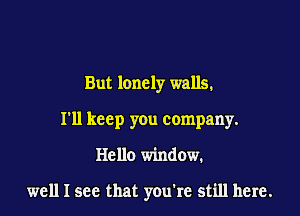 But lonely walls.
I'll keep you company.

Hello window.

well I see that you're still here.